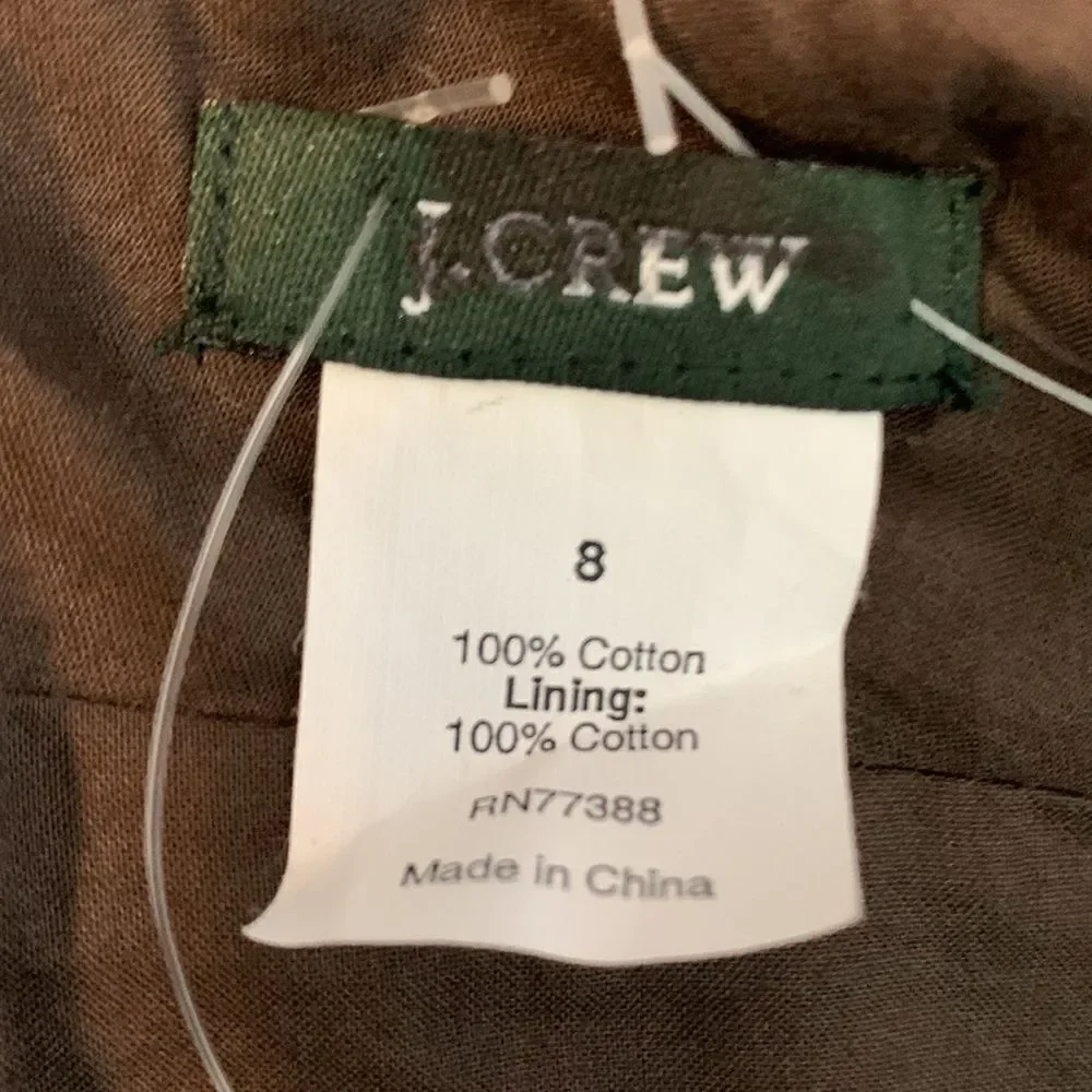 J. Crew Cotton Bridal Party Special Event Cocktail Dance Dress Brown